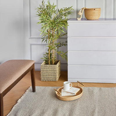 Lusaka Rattan Tray – Handmade Natural Serving & Decor Tray – Home Decor on Brown Living™. SKU: LusakaTray. Img 2.