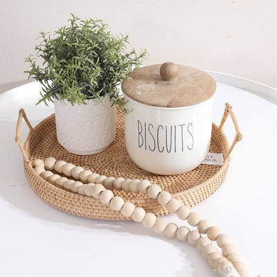 Lusaka Rattan Tray – Handmade Natural Serving & Decor Tray – Home Decor on Brown Living™. SKU: LusakaTray. Img 1.