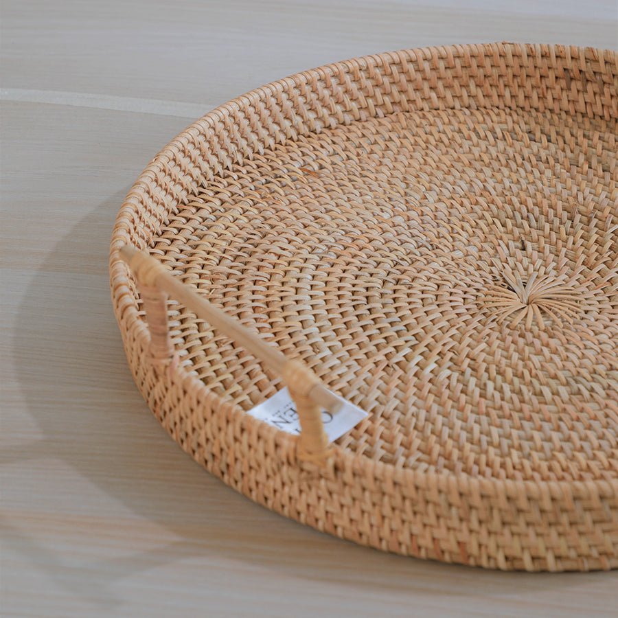 Lusaka Rattan Tray – Handmade Natural Serving & Decor Tray – Home Decor on Brown Living™. SKU: LusakaTray. Img 5.