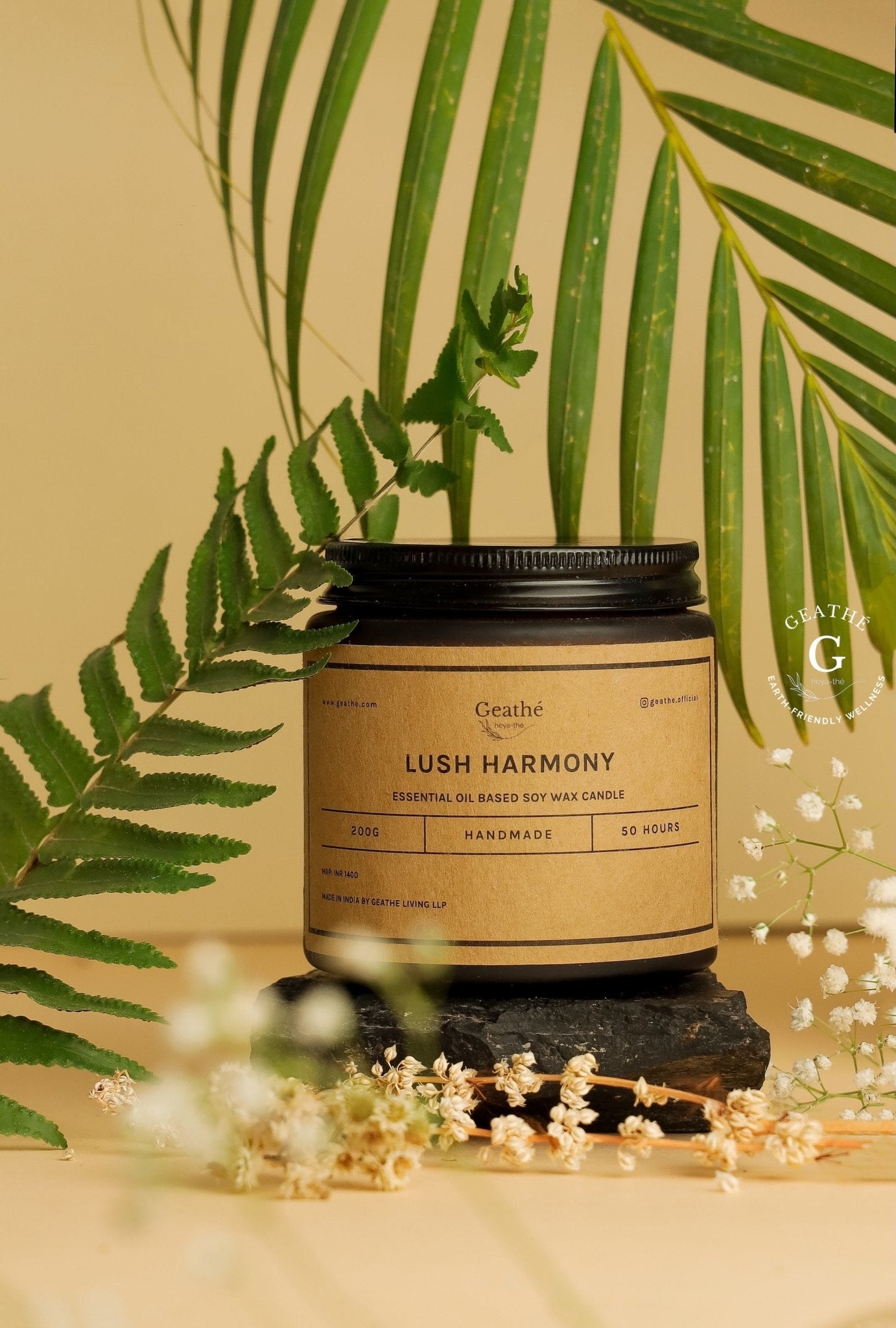 Lush Harmony Essential Oil Soy Wax Scented Candle – Candles & Fragrances on Brown Living™. SKU: CNDLH001. Img 1.