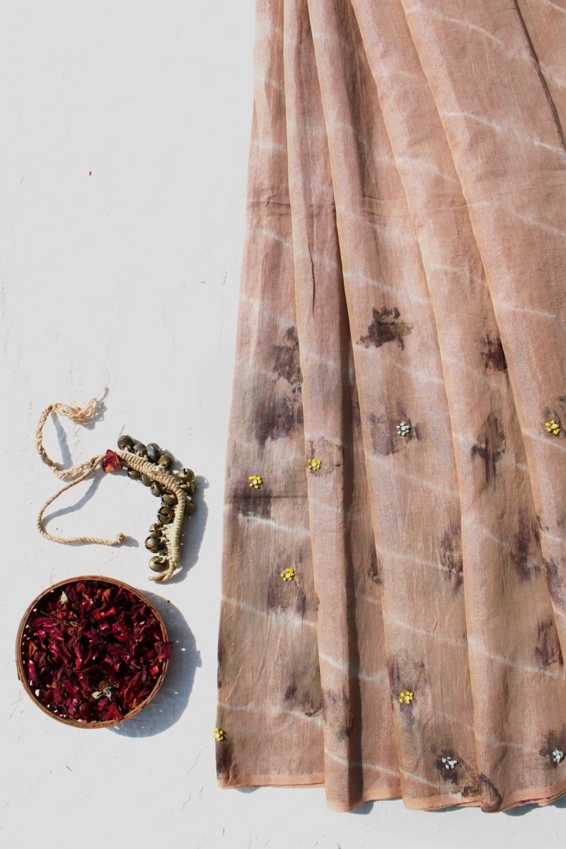 Luxury 'Gulab' Zari Chanderi Saree - Blush Pink | Verified Sustainable by Brown Living™