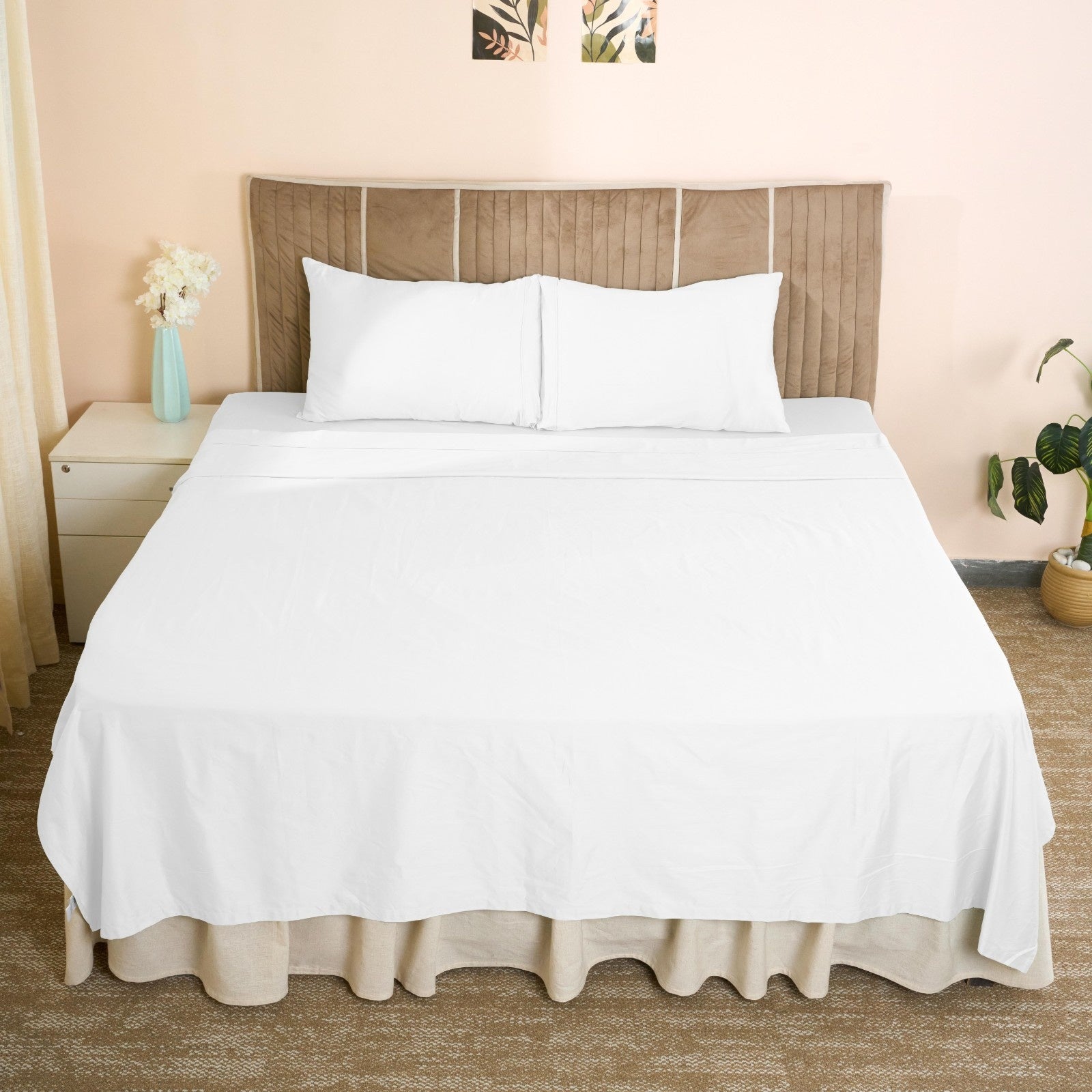 Luxury Organic Sateen Flat Sheet Set | Soft Breathable Bedding – Bed Linens on Brown Living™. SKU: SHSS2512-03_FQN. Img 1.