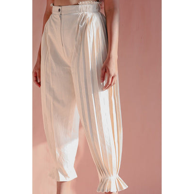 Maave Kora Khadi Pants for Women | Handwoven Cotton Straight Fit Pants – Womens Pants on Brown Living™. SKU: DL0138XSn. Img 2.