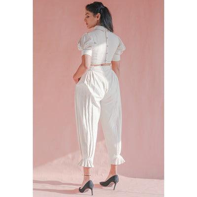 Maave Kora Khadi Pants for Women | Handwoven Cotton Straight Fit Pants – Womens Pants on Brown Living™. SKU: DL0138XSn. Img 5.