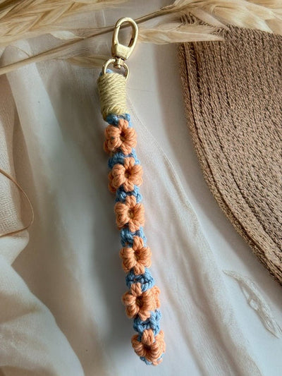 Macramé Flower Wristlet Keychain Handmade Wrist Strap Keychain – Gift on Brown Living™. SKU: FW009. Img 16.