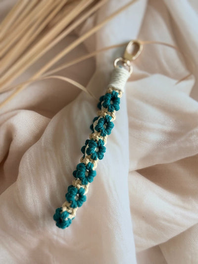 Macramé Flower Wristlet Keychain Handmade Wrist Strap Keychain – Gift on Brown Living™. SKU: FW009. Img 17.