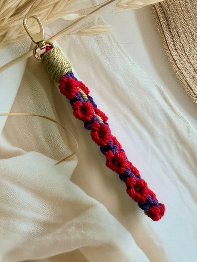 Macramé Flower Wristlet Keychain Handmade Wrist Strap Keychain – Gift on Brown Living™. SKU: FW009. Img 13.