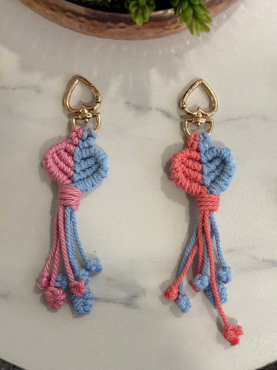 Macrame Heart Keychain Handmade Boho Keychain Charm – Gift on Brown Living™. SKU: HK006. Img 5.