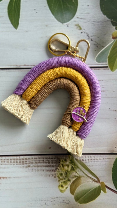 Macrame Rainbow Charm Keychain Handmade Boho Keychain – Gift on Brown Living™. SKU: RBWCK007. Img 9.