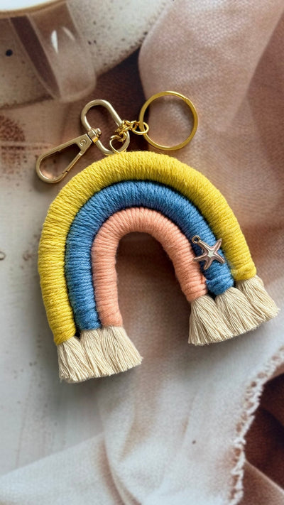 Macrame Rainbow Charm Keychain Handmade Boho Keychain – Gift on Brown Living™. SKU: RBWCK007. Img 8.