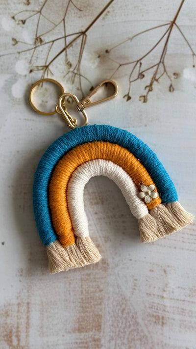 Macrame Rainbow Charm Keychain Handmade Boho Keychain – Gift on Brown Living™. SKU: RBWCK007. Img 13.