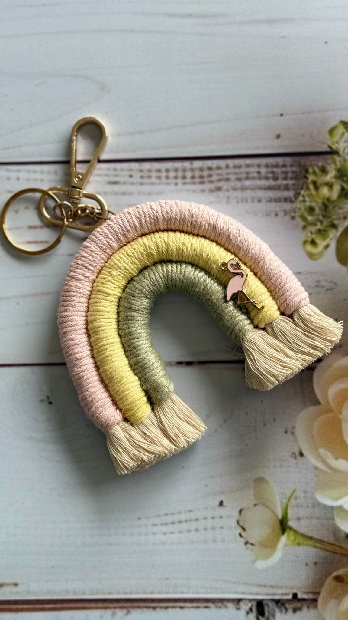 Macrame Rainbow Charm Keychain Handmade Boho Keychain – Gift on Brown Living™. SKU: RBWCK007. Img 11.