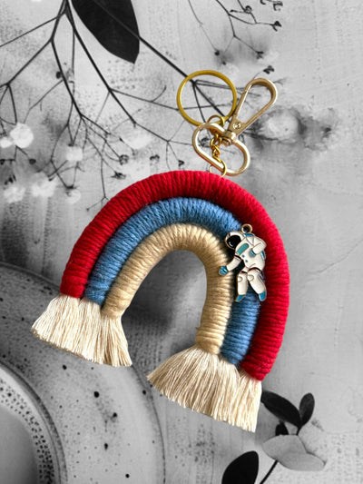Macrame Rainbow Charm Keychain Handmade Boho Keychain – Gift on Brown Living™. SKU: RBWCK007. Img 14.