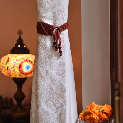 Macrame Ring Curtain Ties – Curtain Holdbacks & Tassels on Brown Living™. SKU: SAR144N. Img 6.