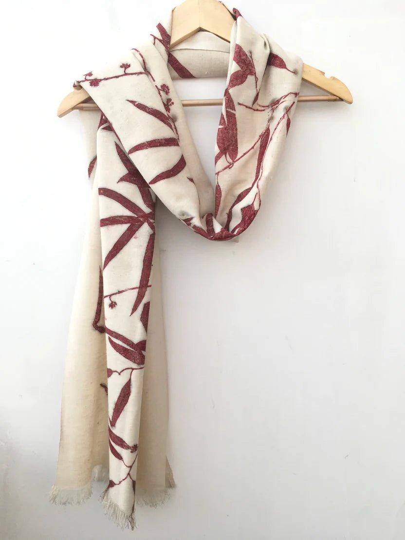 Madder Eucalyptus Eri Silk Scarf | Handcrafted Natural Silk Scarf – Womens Scarf on Brown Living™. SKU: AS001. Img 2.