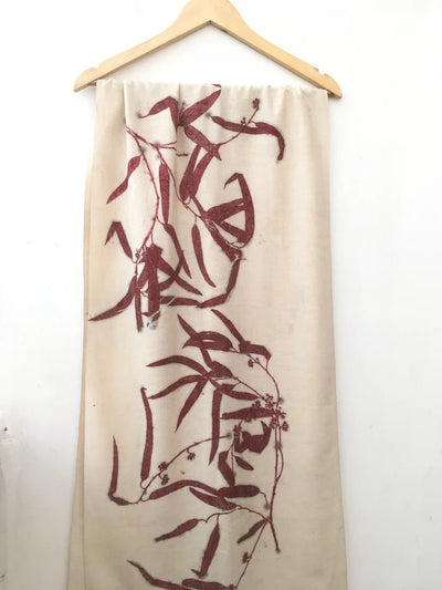 Madder Eucalyptus Eri Silk Scarf | Handcrafted Natural Silk Scarf – Womens Scarf on Brown Living™. SKU: AS001. Img 1.