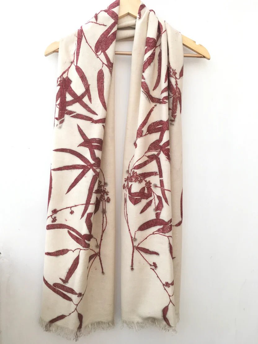 Madder Eucalyptus Eri Silk Scarf | Handcrafted Natural Silk Scarf – Womens Scarf on Brown Living™. SKU: AS001. Img 3.