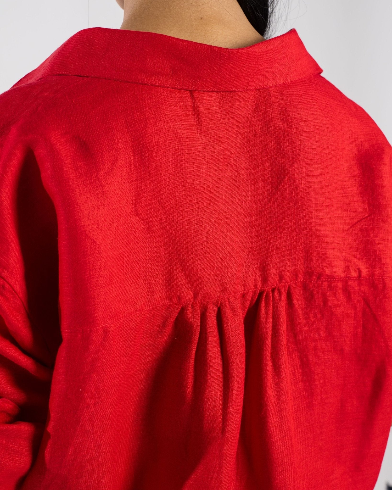 Madder Linen Shirt For Women Natural Dyed Linen Top – Womens Shirt on Brown Living™. SKU: LIN-MAD-XXS. Img 3.