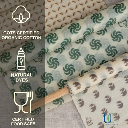 Madhu Wrap Reusable Beeswax Wraps Starter Set of 3Assorted (S/M/L) – Food Wraps on Brown Living™. SKU: MWS3A. Img 11.