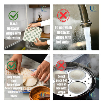 Madhu Wrap Reusable Beeswax Wraps Starter Set of 3Assorted (S/M/L) – Food Wraps on Brown Living™. SKU: MWS3A. Img 9.