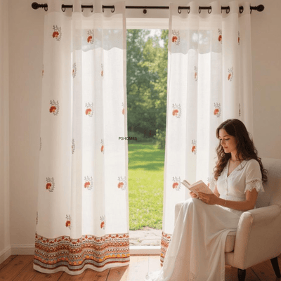 Madhubani Cotton Door Curtain - Set of 2 (7 x 4 ft) – Curtains on Brown Living™. SKU: CURMADHUBANI7FEET. Img 7.