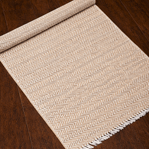 Madurkathi Chevron Tassels Floor Runner Ivory (2ft x 6ft) – Mats & Rugs on Brown Living™. SKU: MKFRUN020A. Img 3.