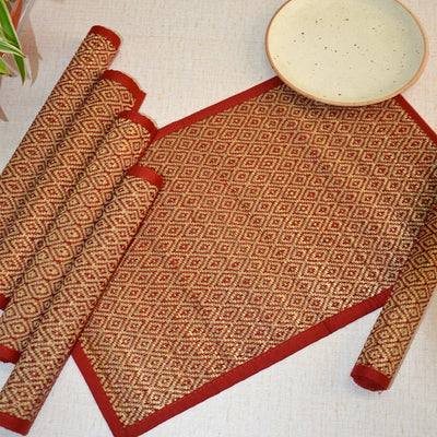 Madurkathi Diamond Placemats (Set of 6) – Table Linens on Brown Living™. SKU: MKDMAT004C - n. Img 9.