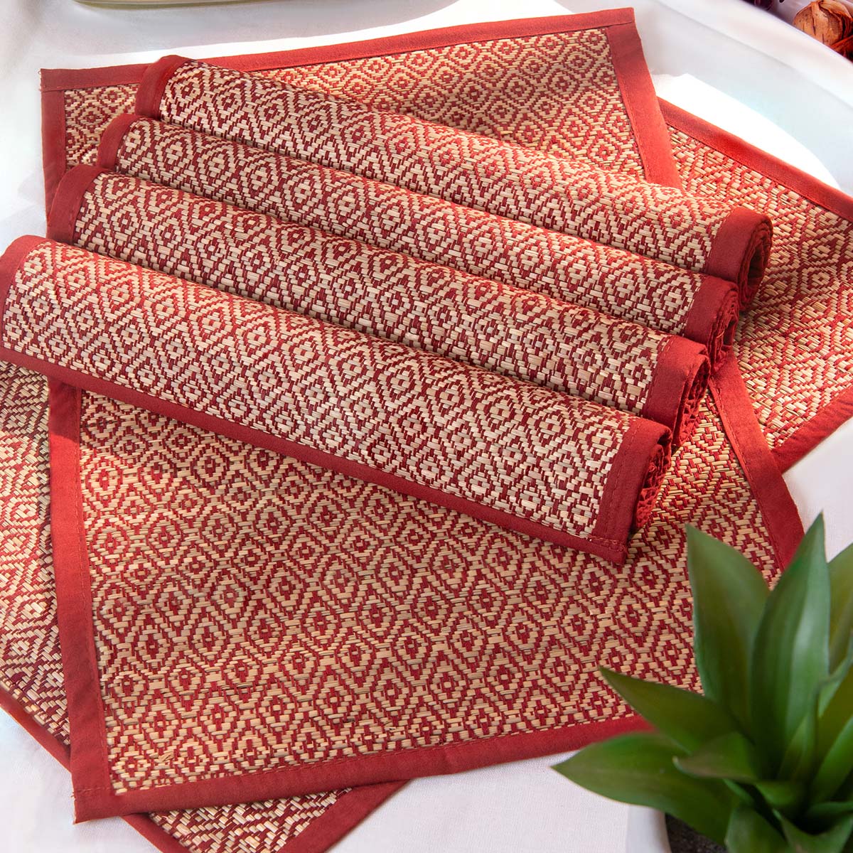Madurkathi Diamond Placemats (Set of 6) – Table Linens on Brown Living™. SKU: MKDMAT004D-n. Img 9.