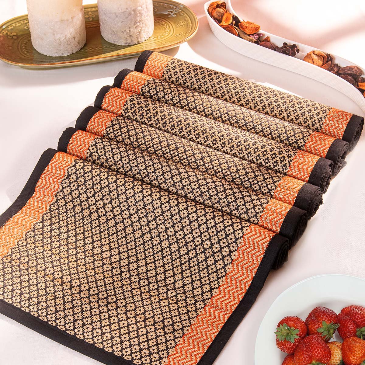 Madurkathi Diamond Placemats (Set of 6) – Table Linens on Brown Living™. SKU: MKDMAT004E-n. Img 11.