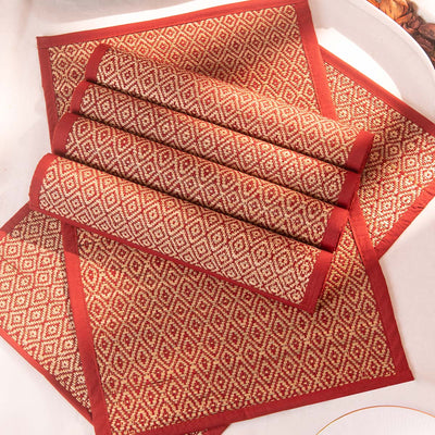 Madurkathi Diamond Placemats (Set of 6) – Table Linens on Brown Living™. SKU: MKDMAT004E-n. Img 1.