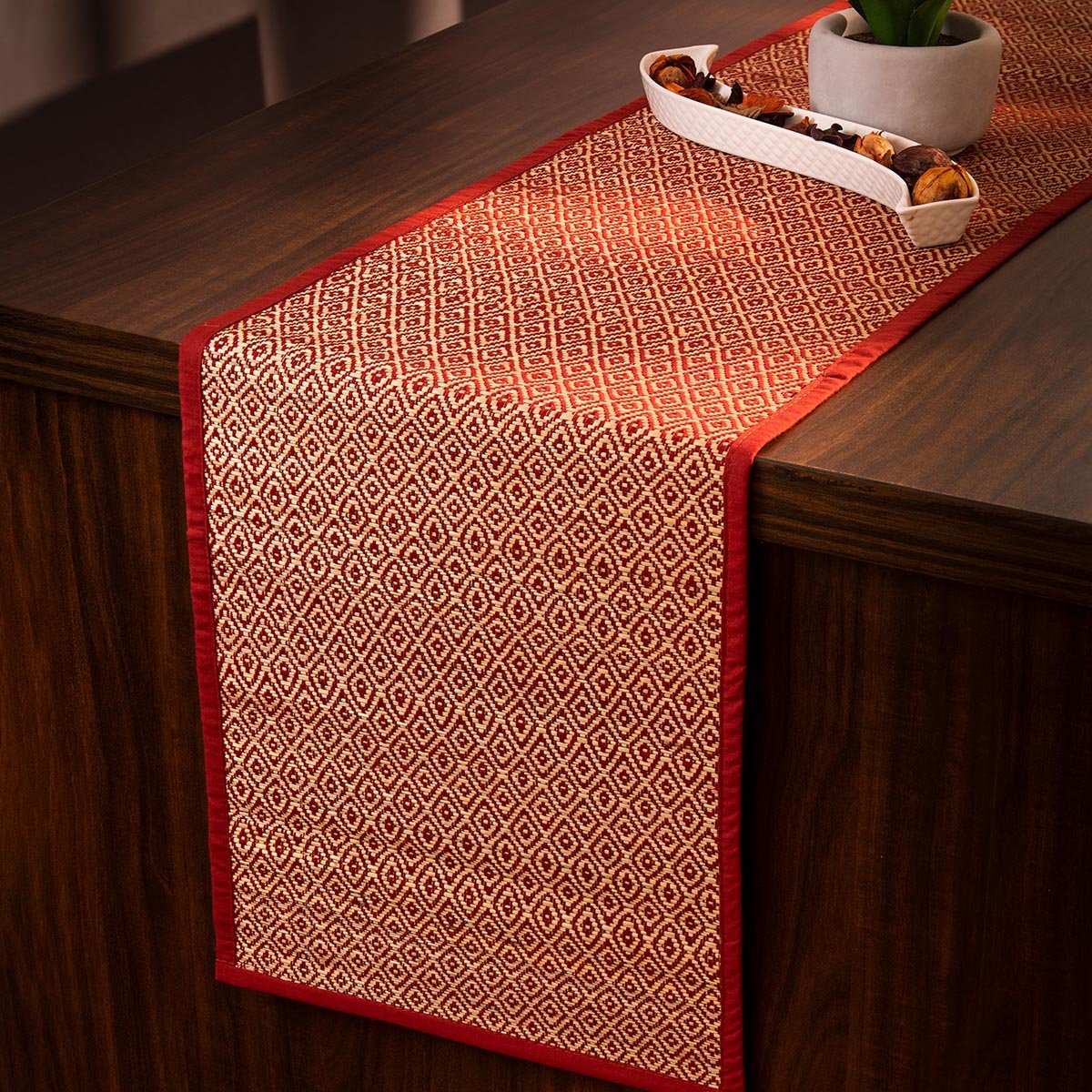 Madurkathi Diamond Table Runner – Table Linens on Brown Living™. SKU: MKDRUN005D-n. Img 7.