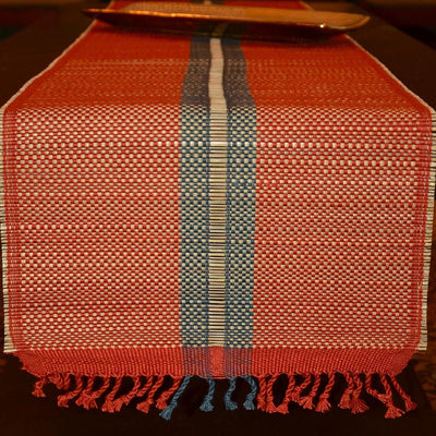 Madurkathi Striped Tassels Table Runner Large – Table Linens on Brown Living™. SKU: MKSRUN021A. Img 3.
