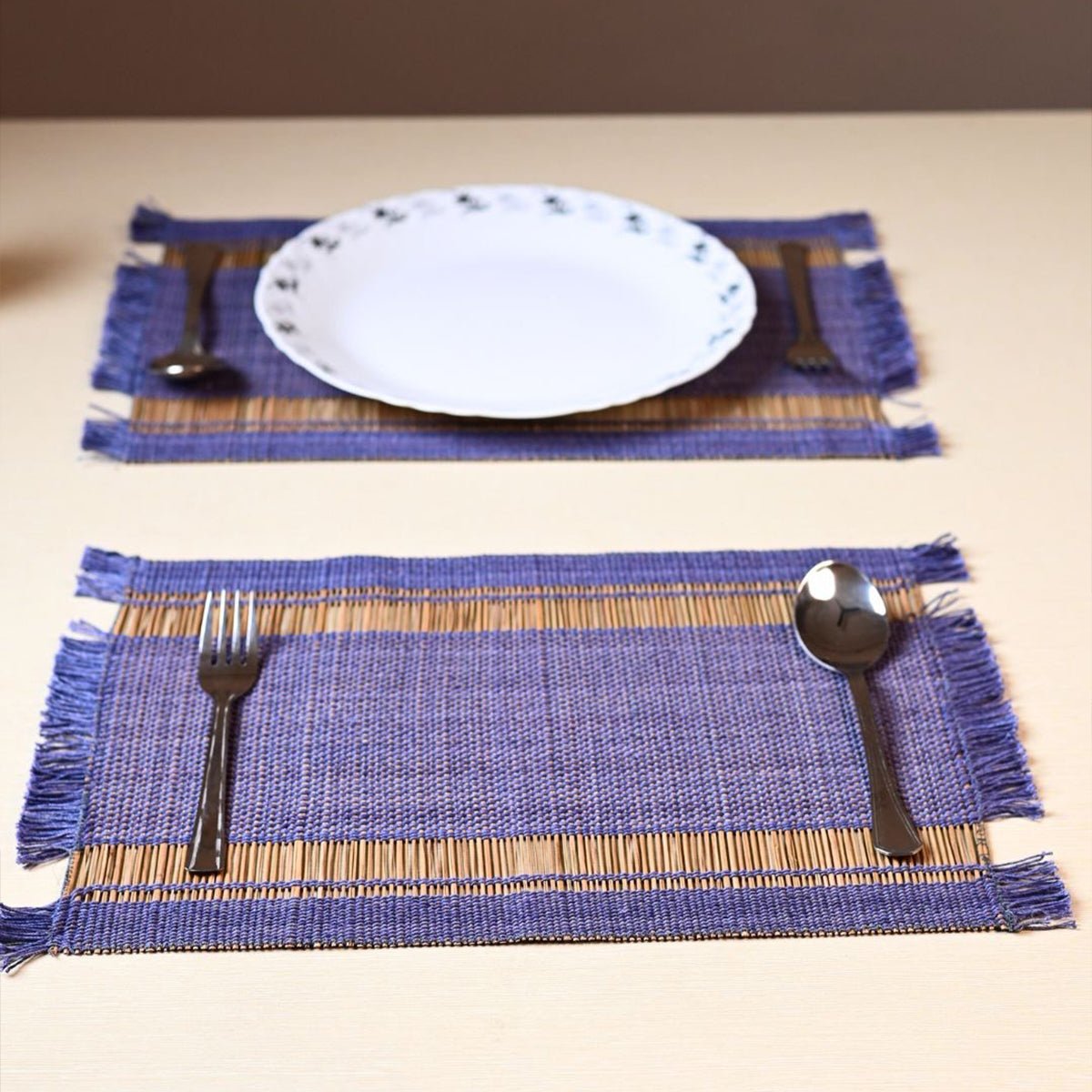 Madurkathi Table Mats – Handwoven Sustainable Dining Set – Table Linens on Brown Living™. SKU: MDTR1115BLBYS6. Img 10.