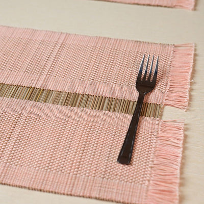 Madurkathi Table Mats – Handwoven Sustainable Dining Set – Table Linens on Brown Living™. SKU: MDTR1115BPNKS6. Img 12.