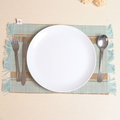 Madurkathi Table Mats – Handwoven Sustainable Dining Set – Table Linens on Brown Living™. SKU: MDTR1115SGRNS6. Img 6.