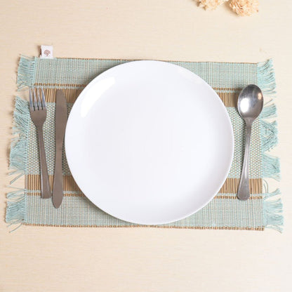 Madurkathi Table Mats – Handwoven Sustainable Dining Set – Table Linens on Brown Living™. SKU: MDTR1115SGRNS6. Img 6.