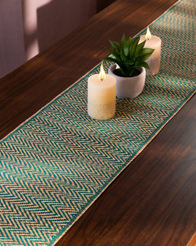 Madurkathi Tassels Chevron Table Runner Large – Table Linens on Brown Living™. SKU: MKTRUN018D. Img 4.