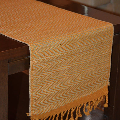 Madurkathi Tassels Chevron Table Runner Large – Table Linens on Brown Living™. SKU: MKTRUN018D. Img 3.