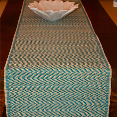 Madurkathi Tassels Chevron Table Runner Large – Table Linens on Brown Living™. SKU: MKTRUN018D. Img 5.