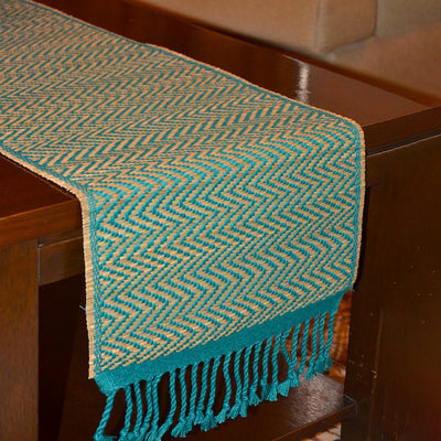 Madurkathi Tassels Chevron Table Runner Large – Table Linens on Brown Living™. SKU: MKTRUN018E. Img 7.