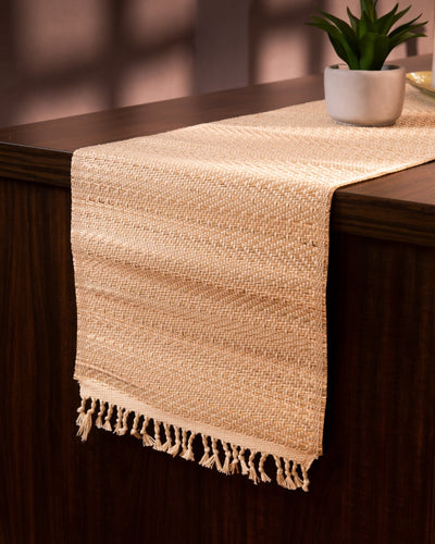 Madurkathi Tassels Chevron Table Runner – Table Linens on Brown Living™. SKU: MKTRUN018A-nn. Img 8.