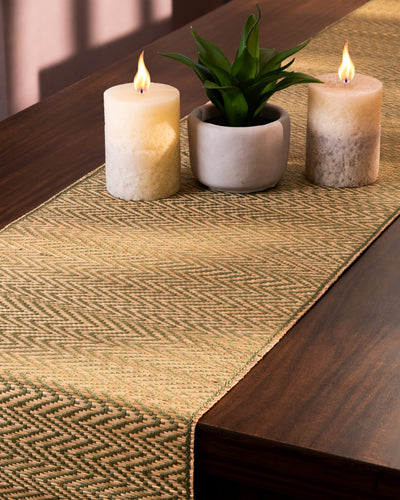 Madurkathi Tassels Chevron Table Runner – Table Linens on Brown Living™. SKU: MKTRUN018A-nn. Img 6.
