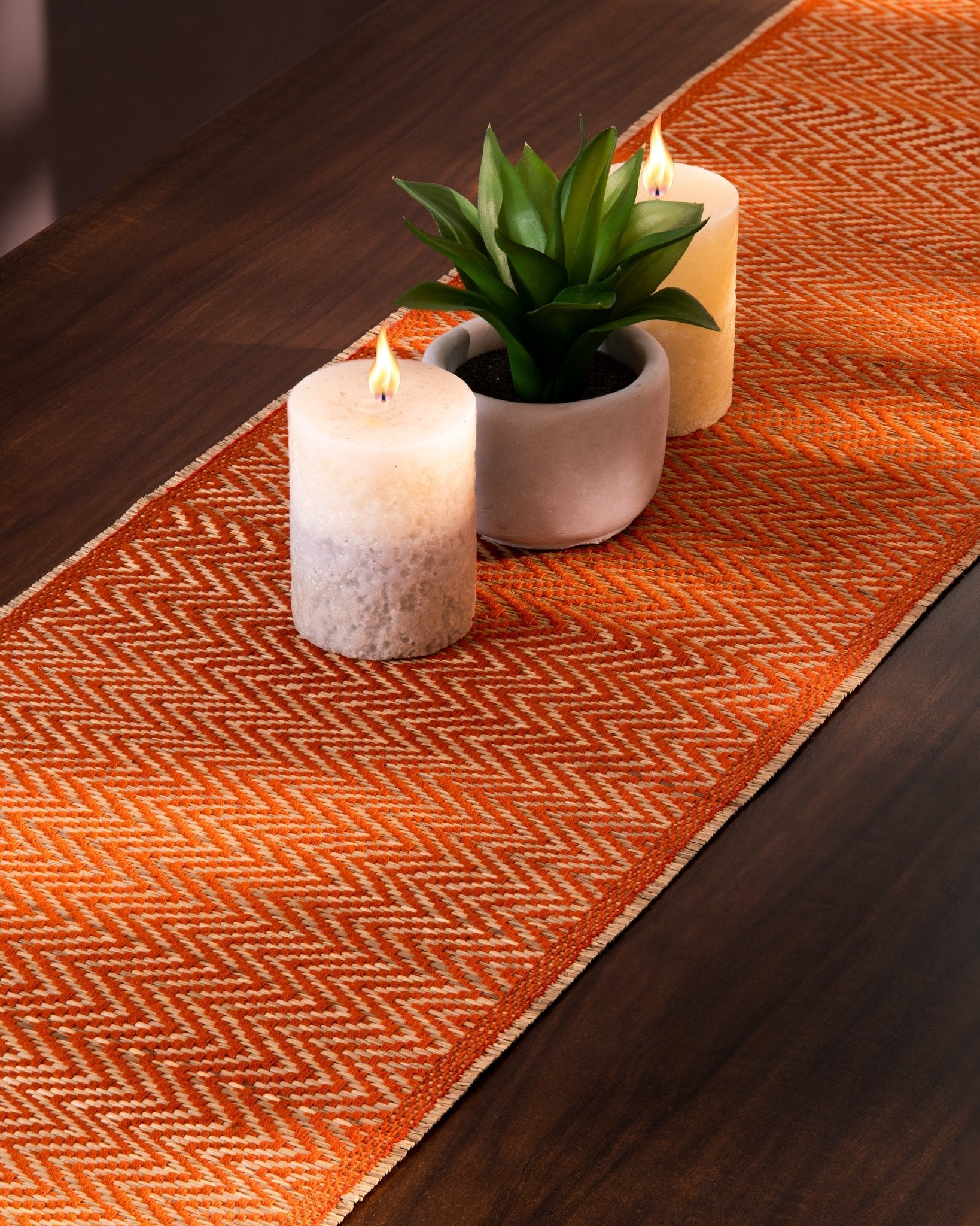 Madurkathi Tassels Chevron Table Runner – Table Linens on Brown Living™. SKU: MKTRUN018A-nn. Img 7.