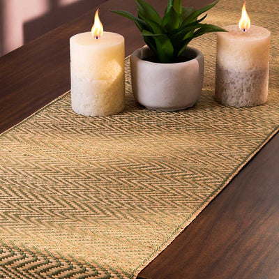 Madurkathi Tassels Chevron Table Runner – Table Linens on Brown Living™. SKU: MKTRUN018C-nIvory. Img 9.