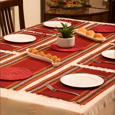 Madurkathi Tassels Placemats (Set of 6) – Table Linens on Brown Living™. SKU: MKTMAT013A-n. Img 4.