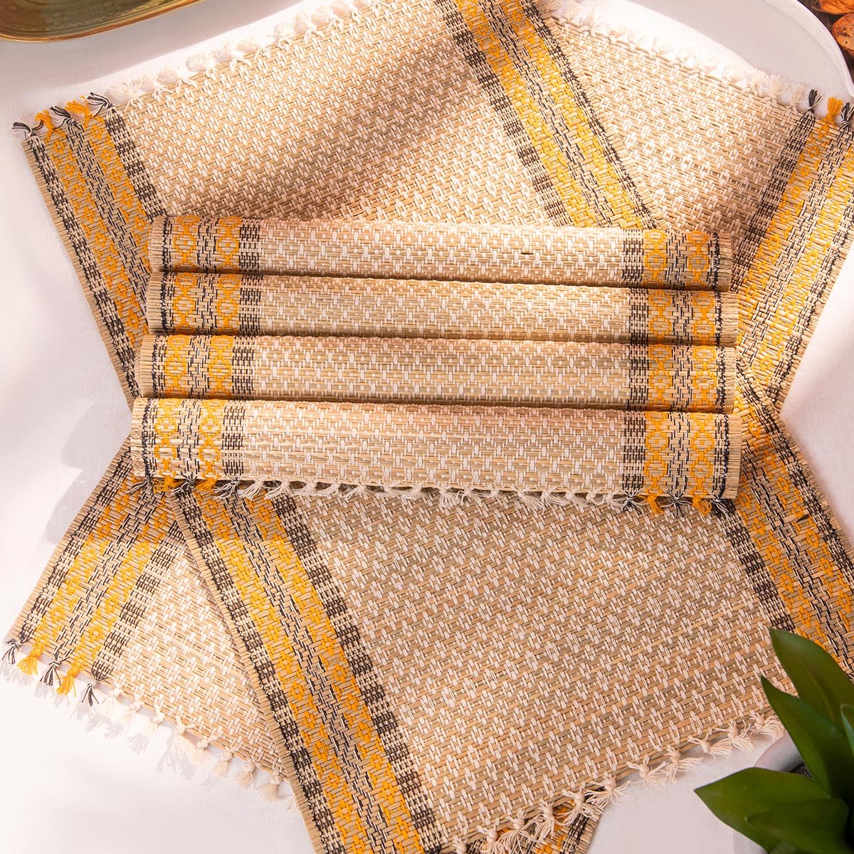Madurkathi Tassels Placemats (Set of 6) – Table Linens on Brown Living™. SKU: MKTMAT013C-n. Img 10.