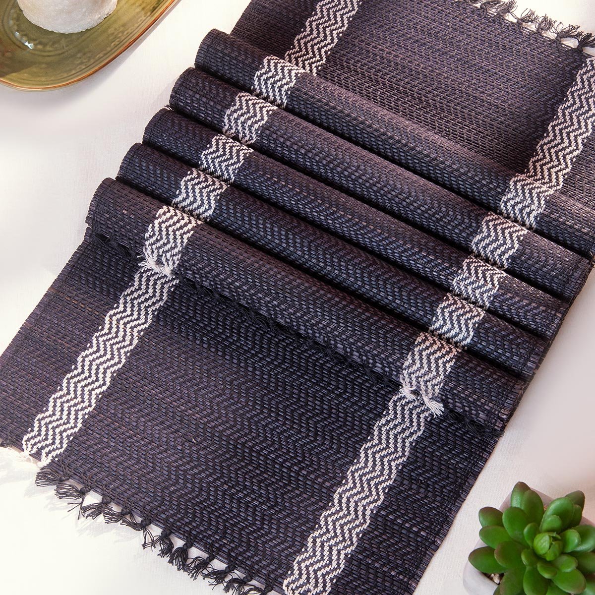 Madurkathi Tassels Placemats (Set of 6) – Table Linens on Brown Living™. SKU: MKTMAT013D-n. Img 12.