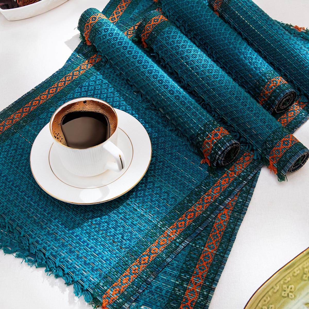 Madurkathi Tassels Placemats (Set of 6) – Table Linens on Brown Living™. SKU: MKTMAT013D-n. Img 13.