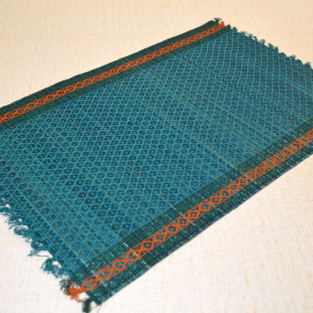Madurkathi Tassels Placemats (Set of 6) – Table Linens by DHARINI available on Brown Living™. Teal . SKU: MKTMAT013E - n. Img 4.