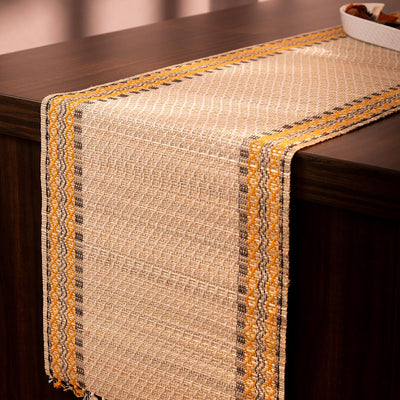 Madurkathi Tassels Table Runner – Table Linens on Brown Living™. SKU: MKTRUN014B-n. Img 5.